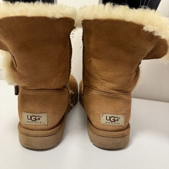 UGG Boots Womens 8 Chestnut Azalea Charms Sheepskin Tan Brown Boho Cozy - Picture 3 of 12
